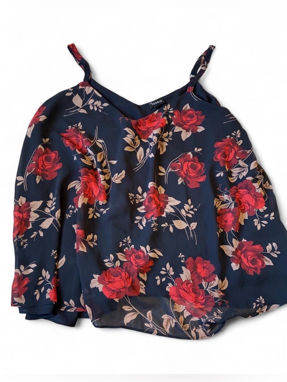 Torrid 2XL Floral Flowy Tank Black & Rex